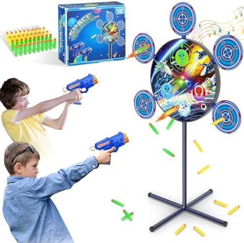 DX DA XIN Cible de Tir avec Effet Lumineux et Sonore Cible pour Nerf Jeux de Tir Cadeau d'anniversaire de Noël Jouet pour 3-12 Ans Enfant Garçon Guerres Spatiales