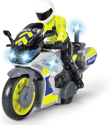 Dickie Toys Moto de Police - Jouet Moto avec Figurine de Policier pour Enfants à partir de 3 Ans avec lumière Bleue et sirène, Roue Libre, 17 cm de Long