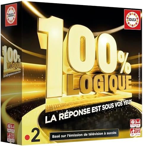 Educa - 100 pour 100 Logique Jeux de Société Adulte | Jeu de Société 100% Logique Éducatif et Amusant | Basé sur Un Jeu TV | pour Enfants et Adultes | 8 Ans et Plus (20007)