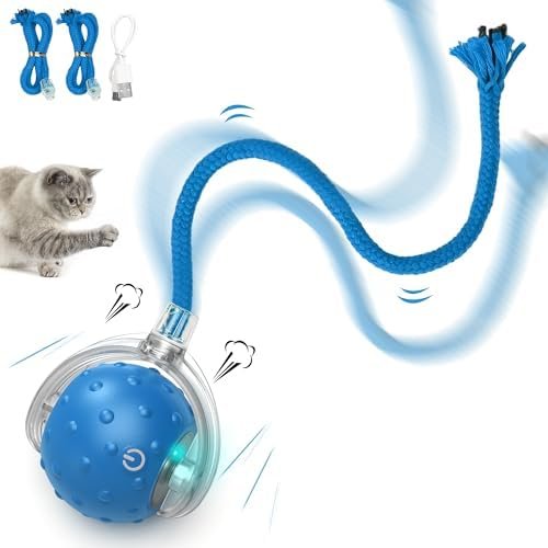 FLERDMAU Jouet Chat Interactif - Jouet pour Chat Balle Interieur - Jouet électrique Automatique pour Chat - Gazouillement - Mouvement Irrégulier & Cache-Cache