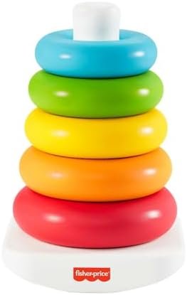 Fisher-Price Jouet Culbuto À Empiler Pyramide Arc-En-Ciel, Matériaux D'Origine Végétale, Avec 5 Anneaux Colorés Et Base Mouvante, Jouet Bébé, A Partir De 6 Mois, HPY92