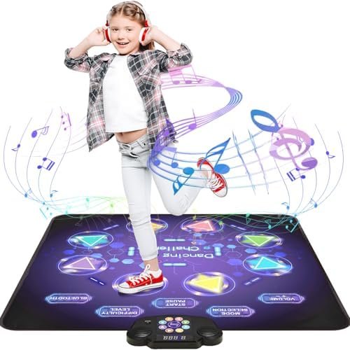 Gleamkid Tapis de Danse Bluetooth pour Enfants, Tapis Danse Lumineux à 8 Flèches, 8 Modes et 3 Niveaux de Difficulté, avec Volume Réglable, Jouet Cadeau pour Les Enfants de 3 à 12 Ans