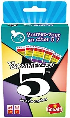 Goliath - Nommez-en 5 - Jeu de Cartes de Trivia Pour Tous - Jeu de Société de Rapidité et de Connaissance - Facile À Emporter - A Partir de 12 Ans - 2 Joueurs et Plus