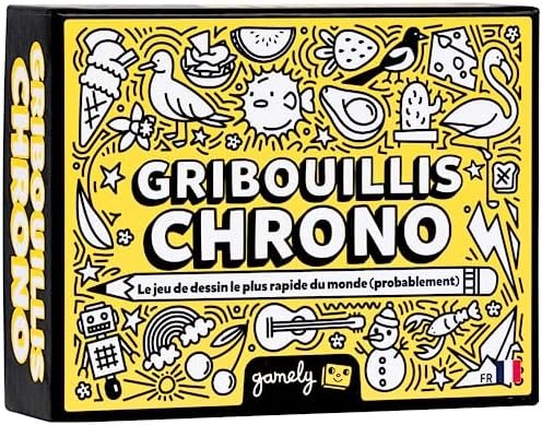 Gribouillis Chrono : Le Jeu de Dessin de société vivement frénétique et assurément drôle | Qui se Joue en Famille, pour Les Enfants, Les Adolescents et Les Adultes (Français)
