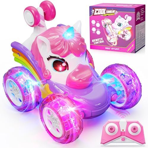 Hot Bee Voiture télécommandée pour Fille à partir de 3, 4, 5, 6 Ans, Jouet de Voiture à partir de 3, 4, 5, 6 Ans, Licorne Cadeau pour Fille de 3 à 6 Ans