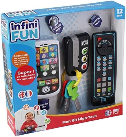 INFINIFUN - Mon Kit High Tech - Téléphone, télécommande et clés - Découvrir Les Animaux, Chiffres, Couleurs et Formes - Jeux Educatif pour Enfant - I13900
