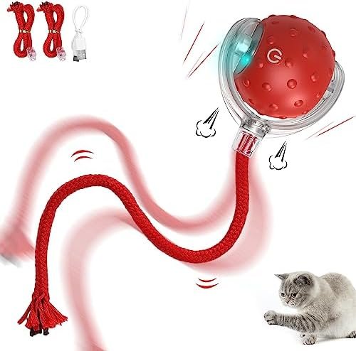 IOKHEIRA Jouet interactif pour Chat - Boule électrique Automatique Rechargeable, Mouvement irrégulier, stimule l'instinct de Chasse, pour Chats d'intérieur Adultes, Compatible sols et moquettes.