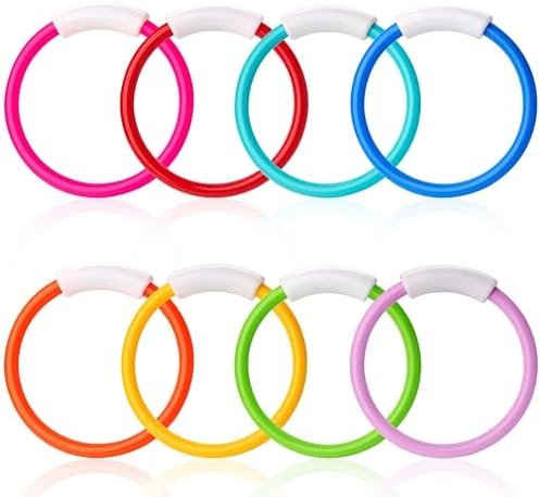 JOYIN Lot de 8 Anneaux de plongée pour Piscine, Jouets de plongée pour entraînement sous-Marin, Jouet de plongée pour Enfants, Jeux de Piscine Amusants pour la Natation (Anneaux de plongée)
