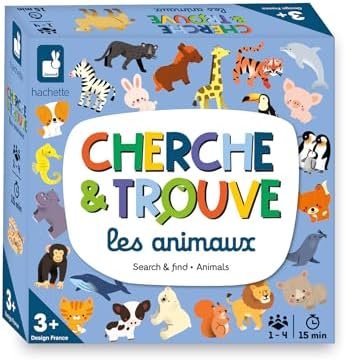 Janod - Mon Premier Cherche et Trouve Les Animaux - Jeu de Société Enfant - Jeu d'Observation - Dès 3 Ans,J02455