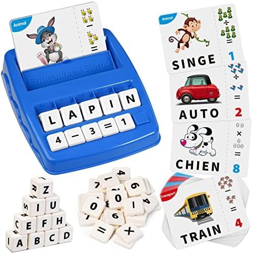 Jeux Educatif 3 4 5 6 7 8 Ans, Jouet Fille 3-8 Ans Cadeau Enfant 3-6 Ans Garçon Apprendre a Lire Jeux de Societe Française Lettre Scrabble