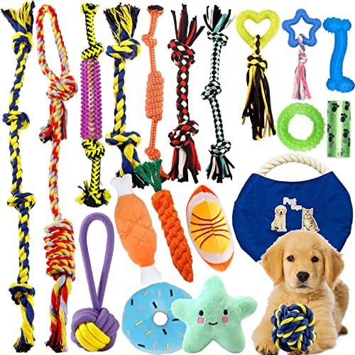Jouet pour Chien,20 Jouets Balles pour Chien,houets pour Chiens Jouet de Corde à Mâcher,durables mâcher Corde,Coton Naturel et Non Toxique