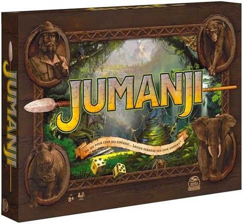 Jumanji - Jumanji Retro - Jeu de Société Famille - Jeu De Plateau avec Nombreux Défis - Ambiance du Film - Version Française - Jouet Enfant 8 Ans et +