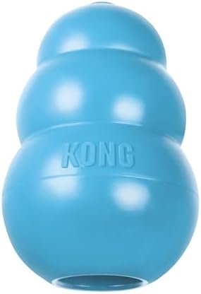 KONG Puppy - Jouet À Mâcher pour Chiots en Dentition Remplissable - Matériau en Caoutchouc Naturel - pour Chiots Moyens - Bleu