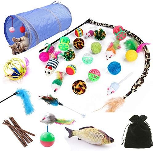 Kit Jouet Chats,32 pièces Jouet pour Animaux Domestiques Toys pour Chat Minou,Jouet De Boule, Tunnel Jeu pour Chaton