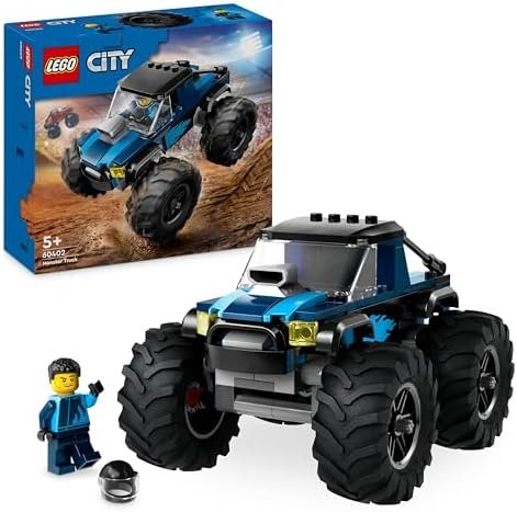LEGO City Le Monster Truck Bleu, Jouet Camion Tout-Terrain et Minifigurine de Conducteur, Ensemble de Jeu Enfant Imaginatif, Cadeau Divertissant pour Garçons et Filles de 5 Ans ou Plus 60402