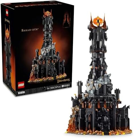 LEGO Icons Le Seigneur des Anneaux : Barad-dûr - Idée Cadeau pour Papa - Set de Construction de la Forteresse pour Adulte - Minifigurines de Sauron, Frodon, Sam, Gollum, Gothmog et des Orcs 10333
