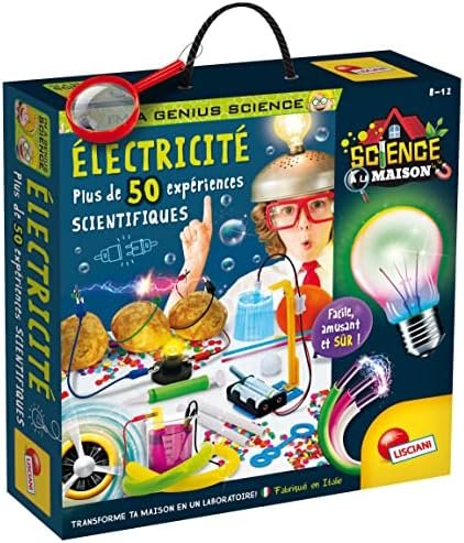 LISCIANI - I'm A Genius ELECTRICITE - Plus de 50 Expériences Scientifiques sur l'Electricité - Kit Scientifique avec Matériel Inclus - Jeu Educatif pour Enfants de 8,10,12 ans - Fabriqué en Italie