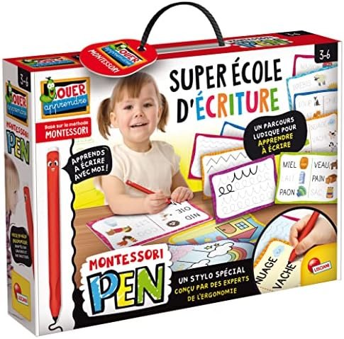 LISCIANI - Montessori Pen Super École d'Écriture - Stylo pour Apprendre à Ecrire - Activité Montessori - avec Ardoises Réutilisables - Motricité Fine pour enfants 3 ,4 , 5 et 6 ans
