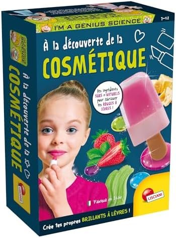 Lisciani - I'M A GENIUS - À la Découverte de la Cosmétique pour Enfants dès 7 Ans - Kit Beauté DIY Enfants - Création de Brillants à Lèvres Parfumés - Ingrédients Naturels - Fabriqué En Italie