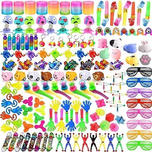 Lubibi Anniversaire Garcon Fille, 160 Pcs Jouets Cadeau Anniversaire Enfants, Remplissage de Sacs-Cadeaux, Pinata Mixte Assortiment Jouet Pour Fille Garçon, Cadeaux de Noël du Carnaval
