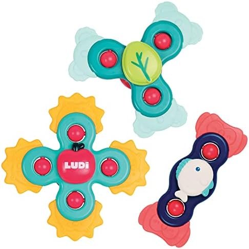 Ludi - Baby Hand Spinners - Jouets rotatifs à Ventouse - Jouet d'éveil et de Bain pour bébé - Dès 10 Mois