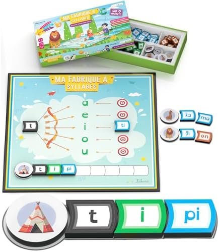 Ma Fabrique à syllabes & Mots, Apprendre à Lire avec Son Arc 3-8 Ans, Reconnaître Les Lettres, Composer des syllabes Simples & Mots + Sons complexes, Méthode syllabique, Jeu éducatif magnétique