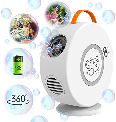 Machine à Bulles, Jeux Exterieur Enfant, Jouet a Bulles Automatique Rechargeable Soufflante, Rotatif 90°/360°, Pistolet a Bulle pour Enfants 1 2 3 4 5 6 Ans, Jeux De Jardin, Idée Cadeau Garcon Fille