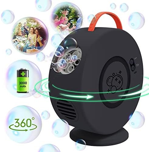 Machine à Bulles, Jouet a Bulles Automatique Rechargeable Soufflante, Rotatif 90°/360°, 500ml Souffleur à Bulles pour Enfants 3 4 5 6 Ans, Jeux De Jardin, Idée Cadeau Garcon Fille (Noir)