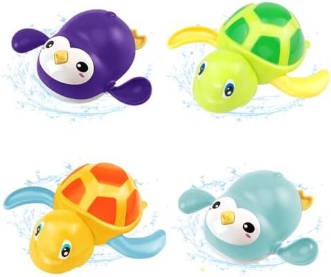 MeoZynxadril 4 Pièce Jouet de Bain Bébé, Jeux de Bain, Animaux Jouets Flottants, Jouet à Remonter Bain, Jouets Flottants, Jouet de Piscine, Salle de Bain Jouets, Jouets de Bain pour Garcon Fille