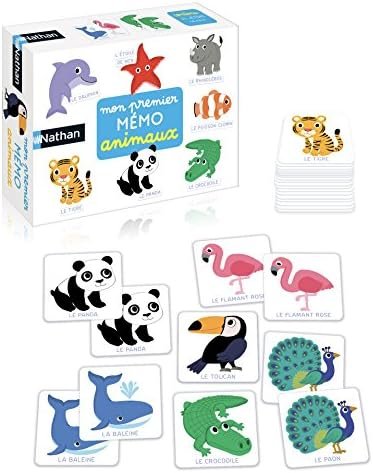 Nathan - Mon Premier Mémo Animaux - Jeu de Mémoire - Découverte des Animaux Du Monde - Jeu Educatif - A Jouer en Famille - Pour Enfants dès 2 ans