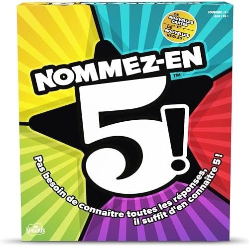 Nommez-En-5 - Jeu de société - A Partir de 12 Ans - A Jouer En Famille Ou Entre Amis - A Vous De Trouver 5 Réponses Seul Ou En Equipe - A Partir de 2 Joueurs