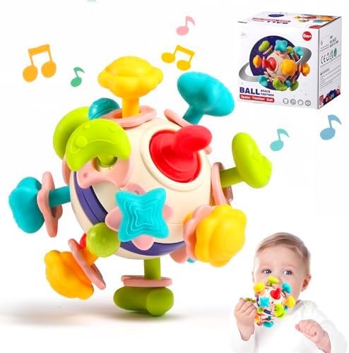 Oderra Jouet Eveil Bebe Dentition Pour Bébés, Jouet Bebe 1 an Jeux Montessori Bebe eveil 0-6 Mois, Jeux Bebe Hochet Sensorielle 0-12 Mois Filles Garçons