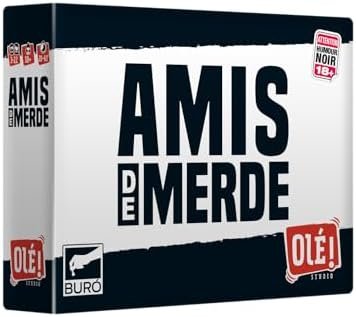Olé! Studio Amis DE Merde – Le Jeu Qui ruine Vos amitiés ! Qui Sera l’ami de Merde de la soirée ? - Jeu de Cartes - Jeu de société Amusant pour Adultes - Idée Cadeau, Noir