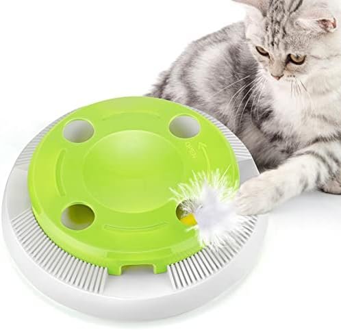 PETTOM Jouet pour Chat Interactif Automatique Jouet à Plume Electrique Intelligent Electronique Jeux Drôle Rotatif Aléatoire Cadeau pour Chaton Educatifs Formation