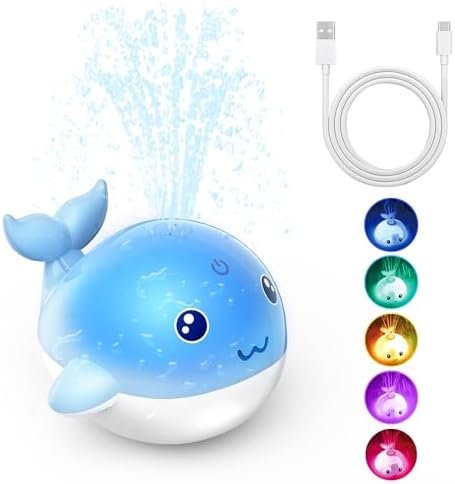 PHNIXGAM Jouet de Bain pour bébé - Rechargeable - Jouet de Bain - Arroseur - Baignoire - Fontaine d'eau - Jouet pour Tout-Petits (Bleu)