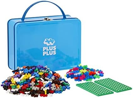 PLUS PLUS - 600 Briques de Construction Basic et Néon/Fluo Multicolores - Valisette de Rangement en Métal - Jeu de Construction pour Enfant dès 3 ans - Imagination, Créativité - Pour Fille et Garçon
