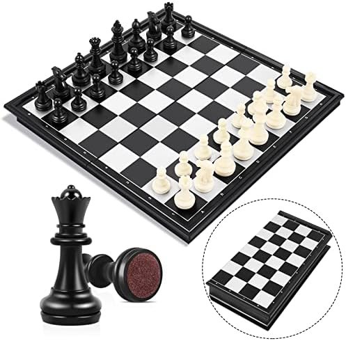 Peradix Jeu d'échecs, Echiquier Magnetique, Echec Deluxe Pliable Echecs, Mini échecs, Portable de Voyage Plateau et Les Morceaux pour Enfants et Adultes(2 Additionnel Dames)