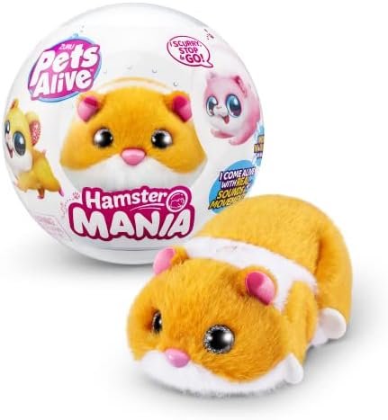 Pets Alive Hamster Mania by ZURU, Orange Hamster, Pet Nurture, Peluche, Real Alive, 20+ Sons interactifs, Animal électronique, (Orange)