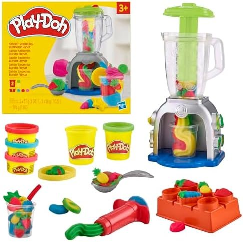 Play-Doh Tourbillon de Smoothies, Coffret Créatif avec 20 Accessoires et 8 Pots de Pâte à Modeler, Jouet Créatif pour Les Filles et Garçons dès 3 Ans