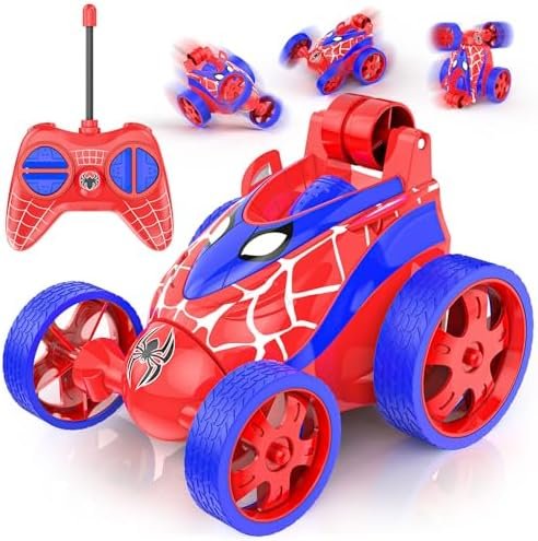 Spider Voiture Telecommandé Enfant, Mini RC Stunt Car 360°Rotation Jouet Garçon 3 4 5 6 7 Ans Fille Cadeau Anniversaire Noel Jeux Véhicule Téléguidée Intérieur Extérieur