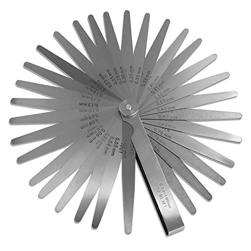 Spurtar 32 Lames Jauge d'Épaisseur 0,03-1,00mm/0,001-0,04" en Acier- Double marquage Métrique et Impérial Outil de Mesure pour mesurer la Largeur ou l'épaisseur de l'écart