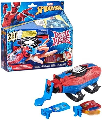 Star Wars Marvel Spider-Man Real Webs, Lance-Toile Ultime, Blaster 2-en-1, Jouet de déguisement, Jouets Spider-Man, Red and Blue