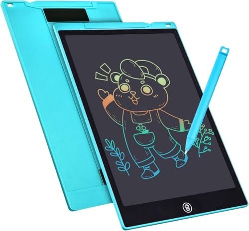 Tablette D'écriture LCD Tablette de Dessin Colorée de 12 Pouces pour Enfants, 4~12 Jouets pour Filles Garçons, Cadeaux Effaçables Et réutilisables, Jouet d'anniversaire de Noël pour Enfants (Bleu)