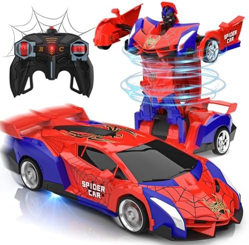 Télécommandée Spider 2 en 1 Transformable - Voiture RC Robot 360° Rotation - Jouet Enfant 3-9+ Ans - Course Jeux Extérieur Fille Garçon - Cadeau Anniversaire Noël