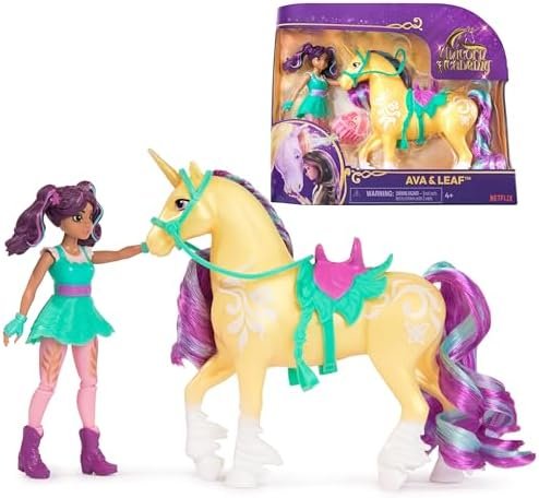 Unicorn Academy - L'Ecole des Licornes - Licorne Leaf + Poupée Ava - Licorne, Poupée Et Accessoires À Collectionner - Jouets Inspirés De La Série L'Ecole des Licornes - Jouet Enfant 4 Ans et +