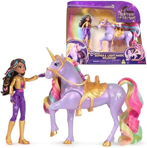 Unicorn Academy - L'Ecole des Licornes - Licorne Wildstar Avec Lumières + Poupée Sophia - Licorne Et Poupée À Collectionner - Jouets Inspirés De La Série L'Ecole des Licornes - Jouet Enfant 4 Ans et +