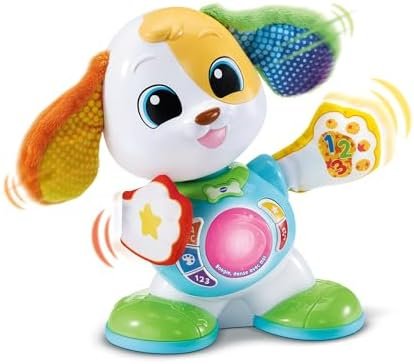 VTech - Boogie Danse avec Moi, Chien Robot Interactif Qui Danse et Chante, Jouet Bébé Lumineux et Musical, Jeu d'Éveil Éducatif, Cadeau Bébé Dès 9 Mois - Contenu en Français