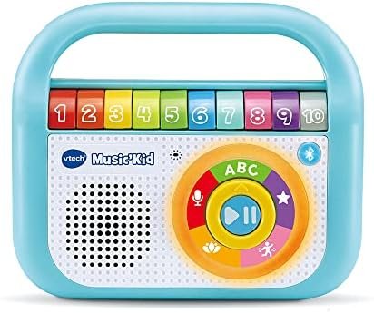 VTech - Music'Kid, Baladeur Musical Enfant, Enceinte Bluetooth Lumineuse avec Comptines, Chansons Éducatives et Relaxantes, Enregistreur Vocal, Cadeau Enfant Dès 2 Ans - Contenu en Français