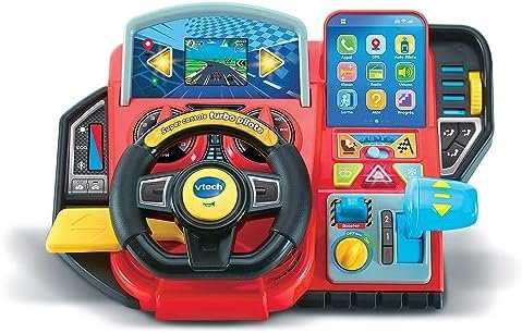 VTech - Super Console Turbo Pilote, Simulateur de Conduite avec Écran Couleur et Tableau de Bord, Courses de Voitures, Apprentissages et Jeux, Cadeau Enfant de 3 Ans à 8 Ans - Contenu en Français