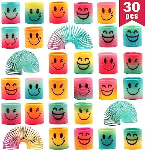 YESLUSY Spirales Arc-en-Ciel à Ressort - Jouets Éducatifs et Cadeaux de Fête pour Enfants (30 Pièces)